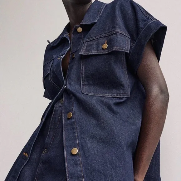 DISSH Felix Denim Shirt Jacket Oversized Short Sleeve Blue Womens Size 4 - Picture 1 of 15